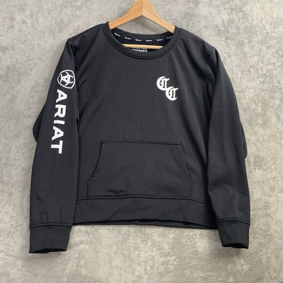 Ariat x Compton Cowboys Sweatshirt Mens Medium Black Pullover Crewneck Workwear - Picture 1 of 9